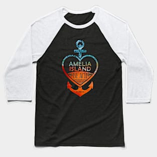 Amelia Island Beach, Florida, Sandy Heart Ship Anchor Baseball T-Shirt